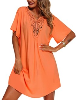 Supnier Womens Bathing Suit Cover Ups Review: Lace Crochet V Neck Swimsuit Coverup Dress